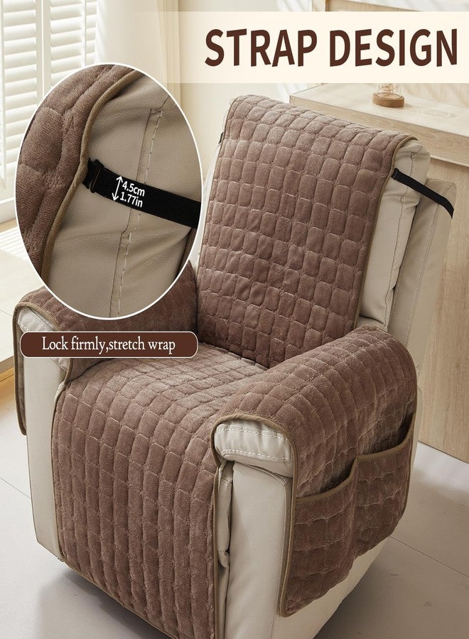 غطاء كرسي استرخاء فاخر من لوفهافرين، مقاس 23 بوصة - غطاء قابل للغسل ومبطن من الصوف الصناعي لكراسي الاسترخاء والأثاث. مزود بجيوب جانبية، أغطية كبيرة لكراسي الاسترخاء، آمن للأطفال والحيوانات الأليفة، لون قهوة. - Image 4